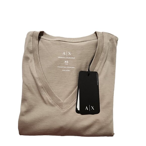 Armani Exchange Men's Slim T-shirt V-neck Pima Cotton Tee‎ A|X Logo - Picture 4 of 4